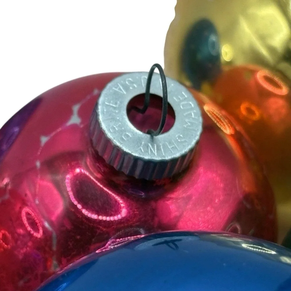VTG Christmas Ornaments Balls Shiny Brite Japan Solid Color Set‎ of 11 USA Read
